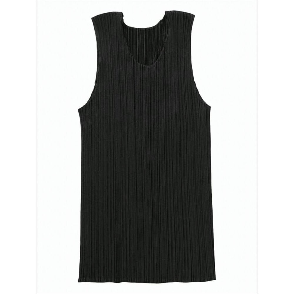 PLEATS PLEASE Sleeveless Pleated Top with Fluid Drape